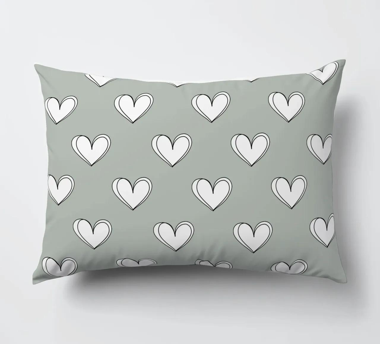Minimalist hearts on green cuscino da BAINAI