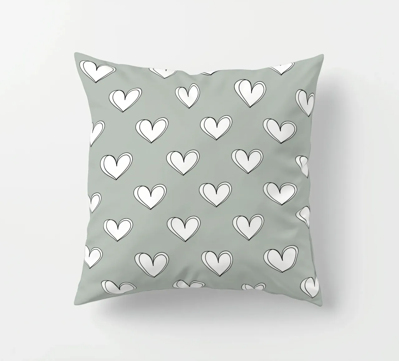 Minimalist hearts on green cuscino da BAINAI