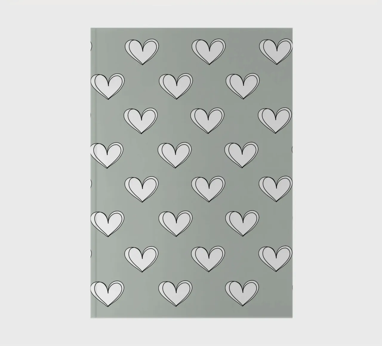 Minimalist hearts on green notebook by BAINAI