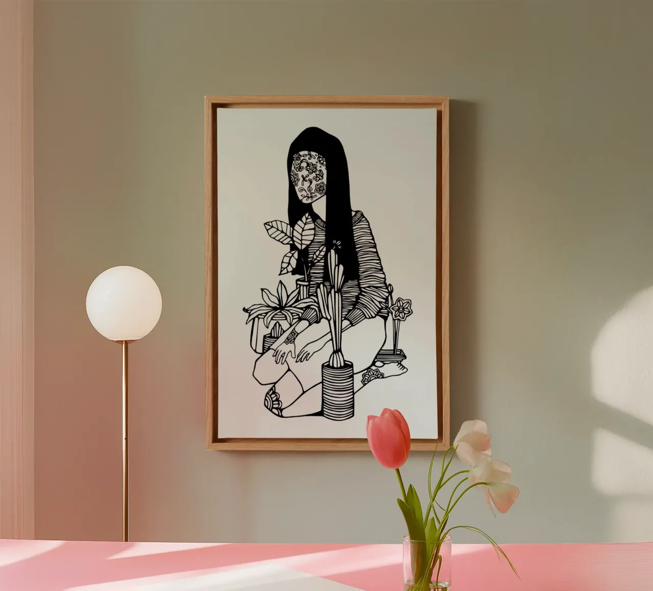 Unaware of Blossoming canvas met Baklijst van Ninhol