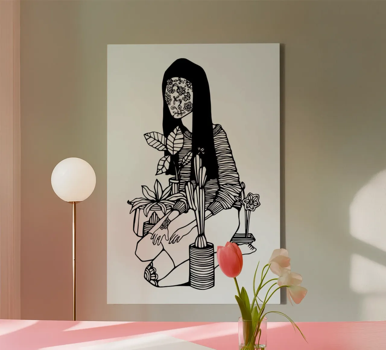 Unaware of Blossoming canvas met Baklijst van Ninhol