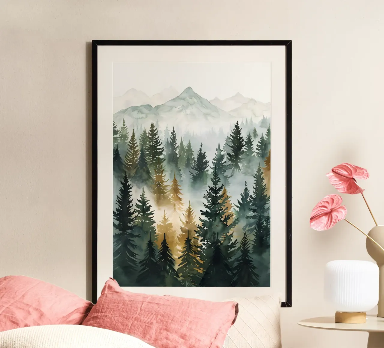 Paesaggio d'epoca poster con telaio in plastica da Wanderlust Vibes