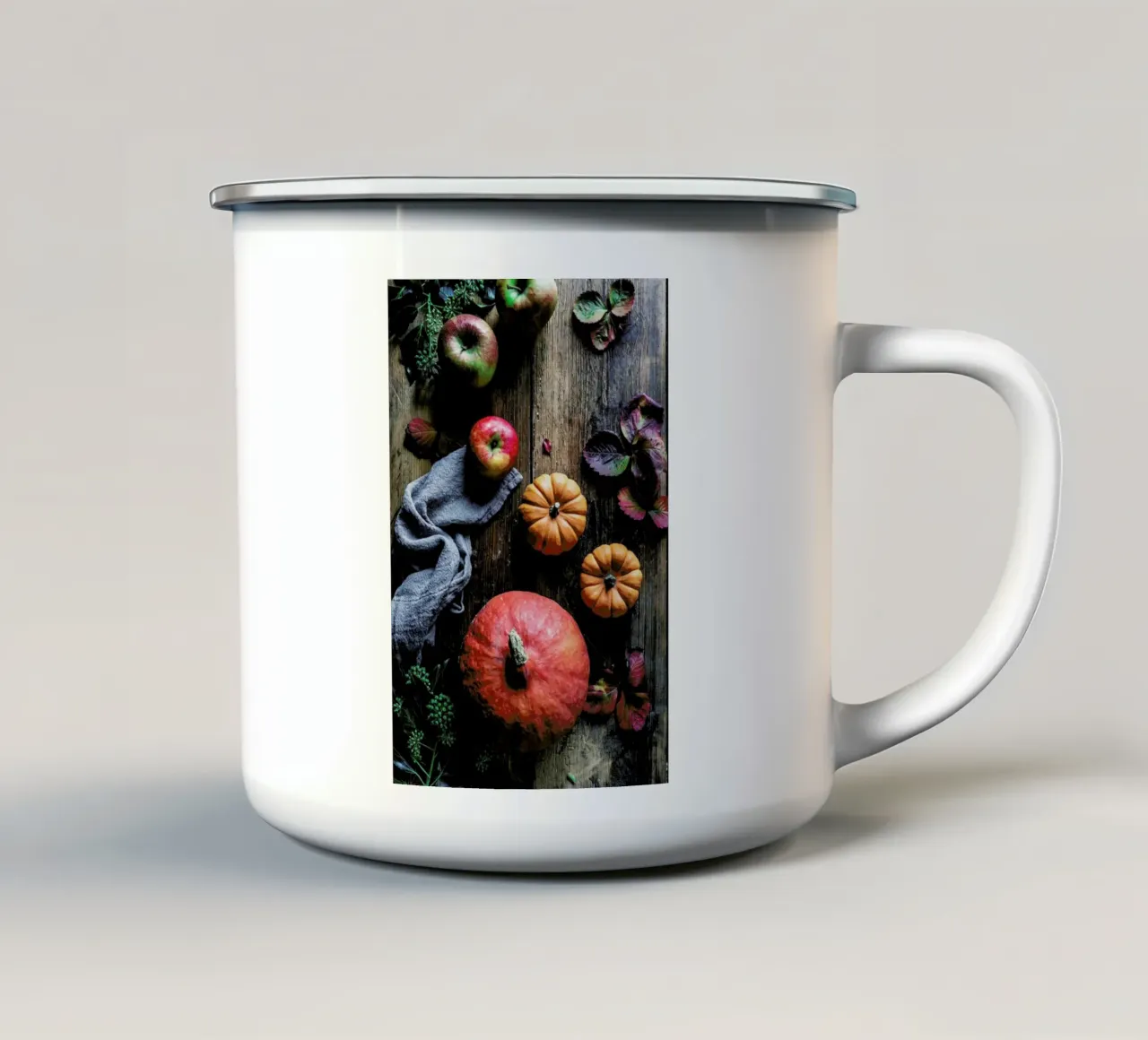 Kürbiszeit taza de esmalte de Eat this