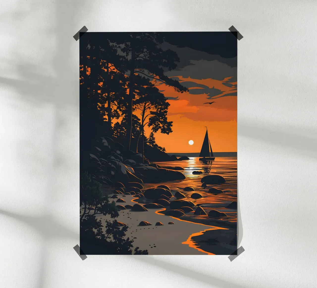 Paesaggio d'epoca poster con telaio in plastica da Wanderlust Vibes