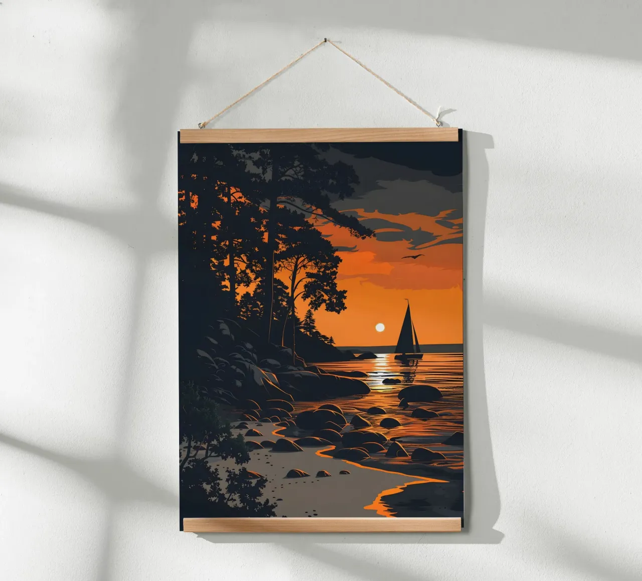 Paesaggio d'epoca poster con telaio in plastica da Wanderlust Vibes