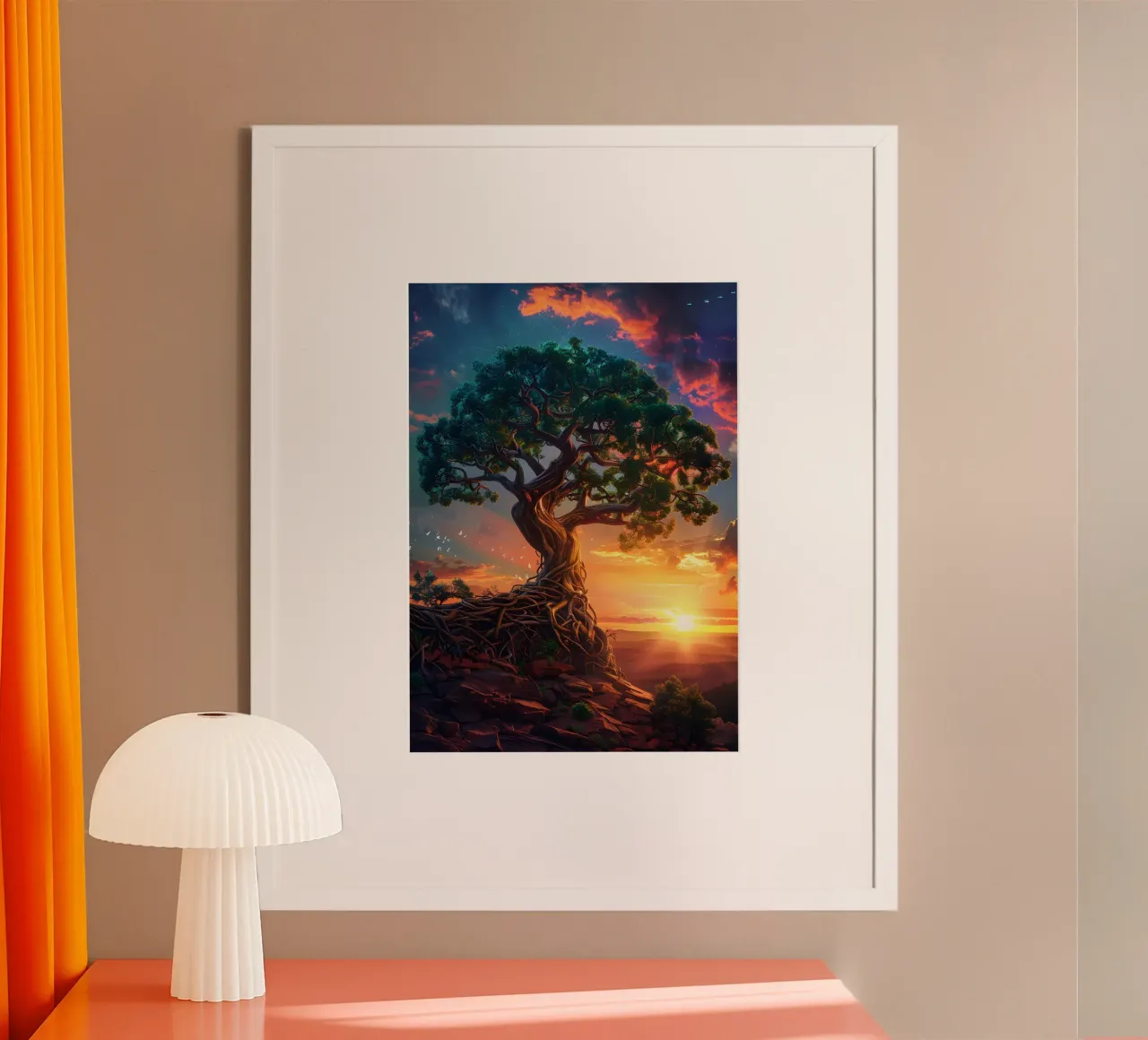Paesaggio d'epoca poster con telaio in legno da Wanderlust Vibes