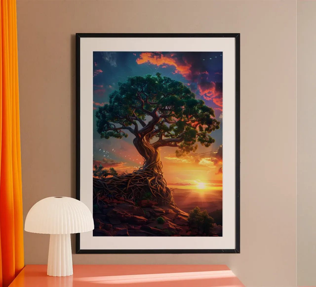 Paesaggio d'epoca poster con telaio in legno da Wanderlust Vibes
