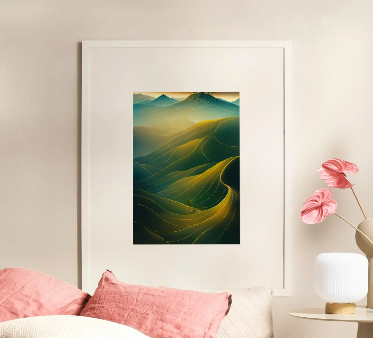 Alberi surreali poster con telaio in alluminio da Wanderlust Vibes