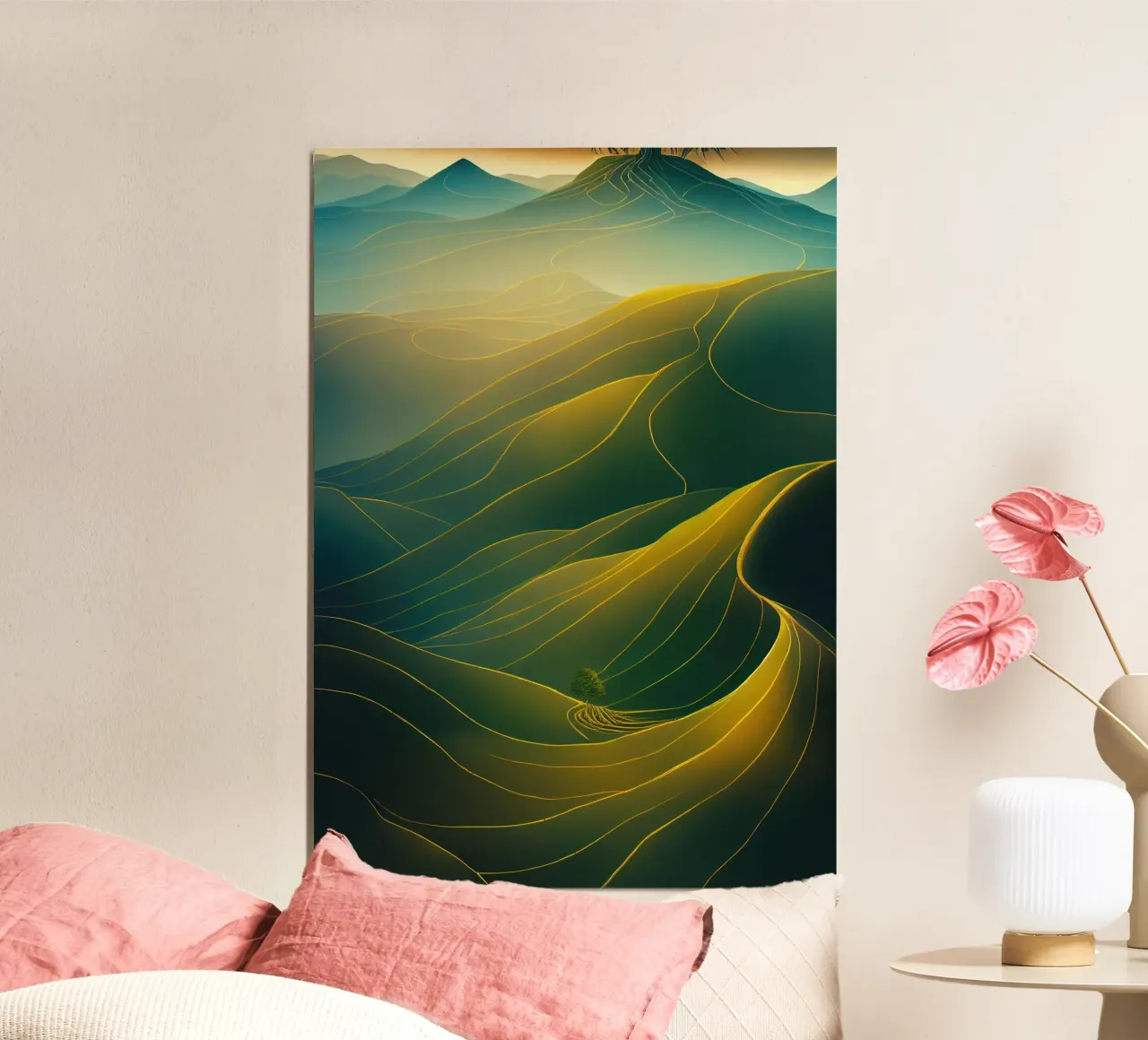 Alberi surreali poster con telaio in alluminio da Wanderlust Vibes