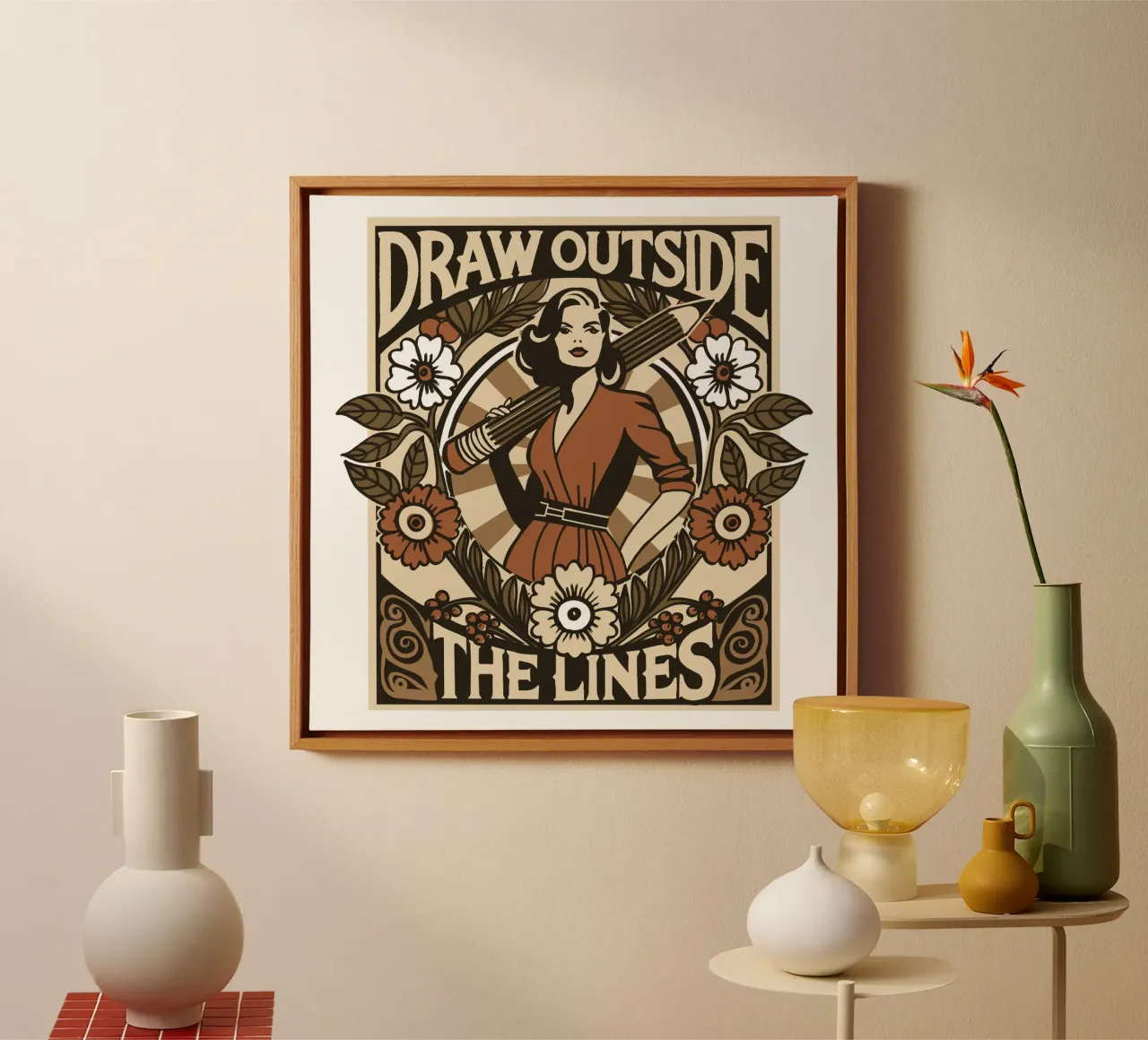 Draw outside the lines statement canvas with Floater frame by Studio Patruschka