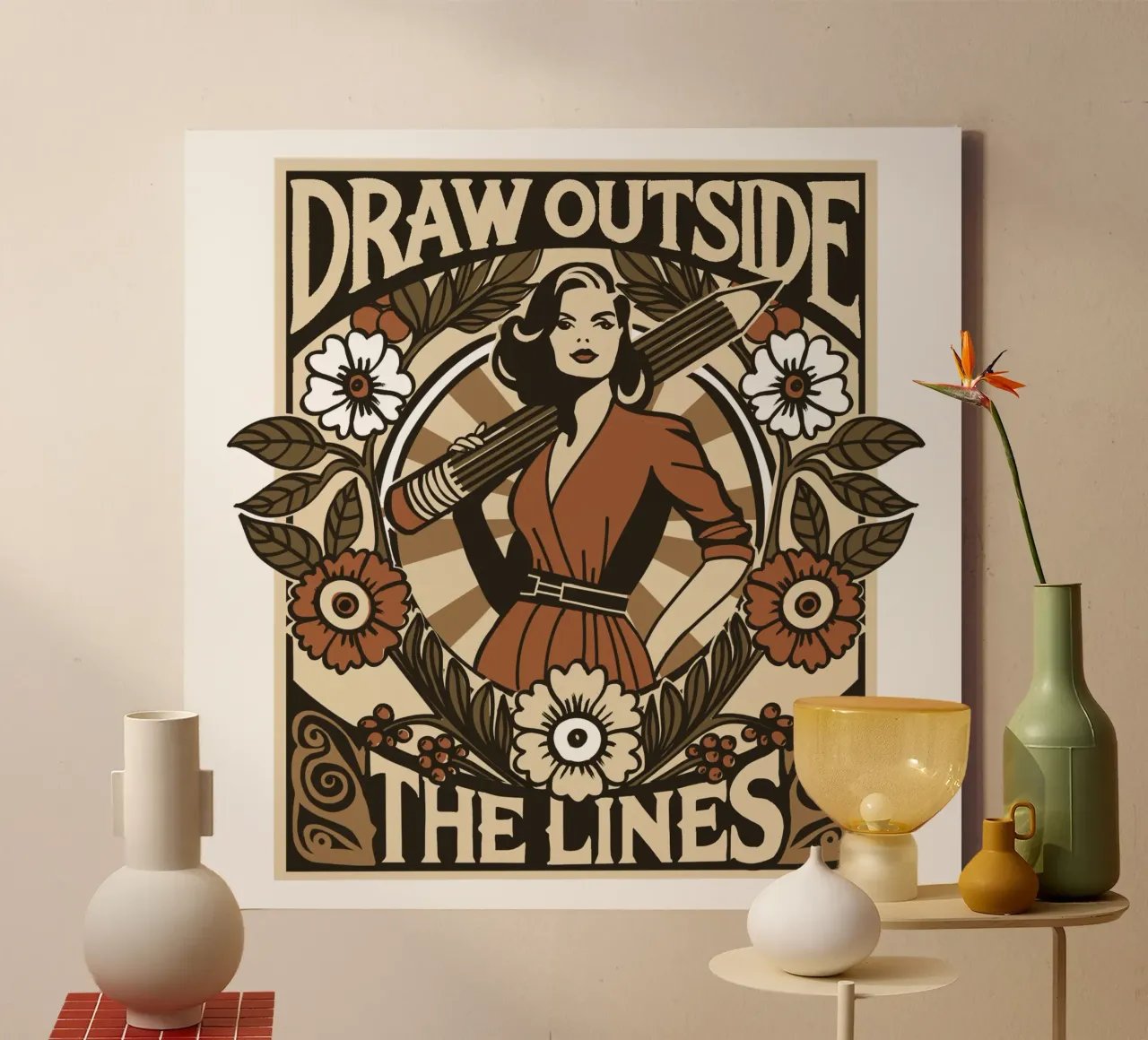 Draw outside the lines statement canvas with Floater frame by Studio Patruschka
