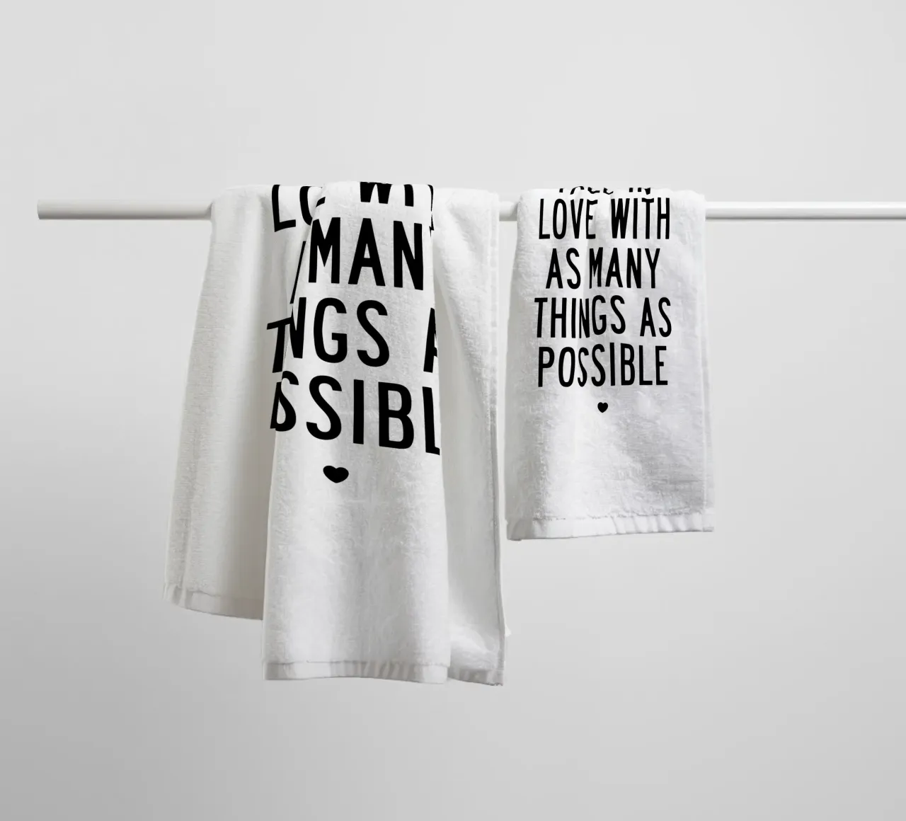 Fall In Love With As Many Things As Possible Typografie towel by THE MOTIVATED TYPE