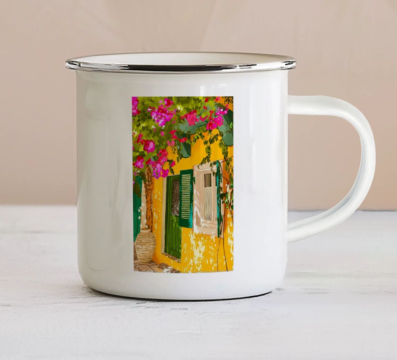 Vivere al sole tazza in smalto da Desiyatnikov