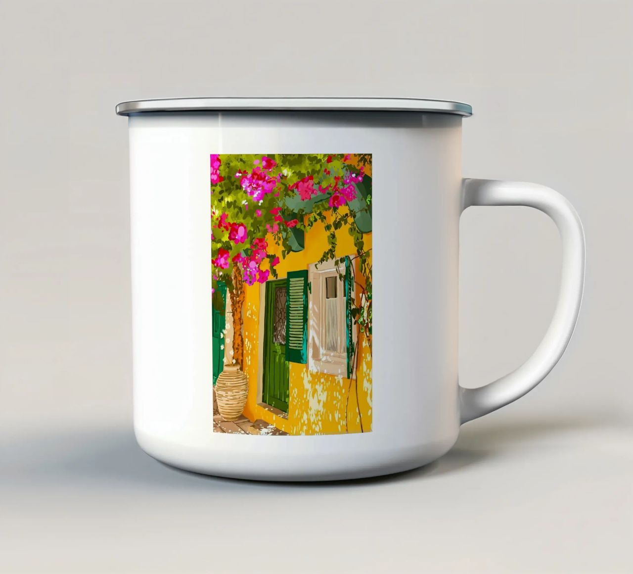 Vivere al sole tazza in smalto da Desiyatnikov