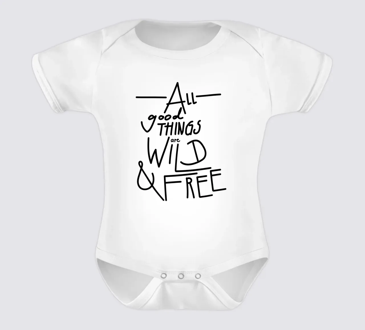 ALL GOOD THINGS ARE WILD AND FREE Kurzarm Babybody von Gabi_Schöffel_Illustration