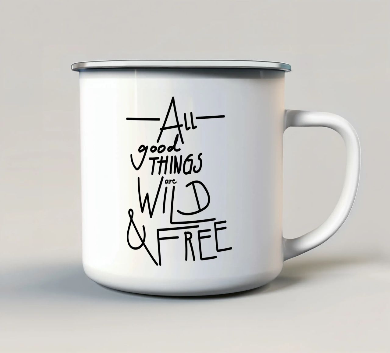 ALL GOOD THINGS ARE WILD AND FREE tazza in smalto da Gabi_Schöffel_Illustration