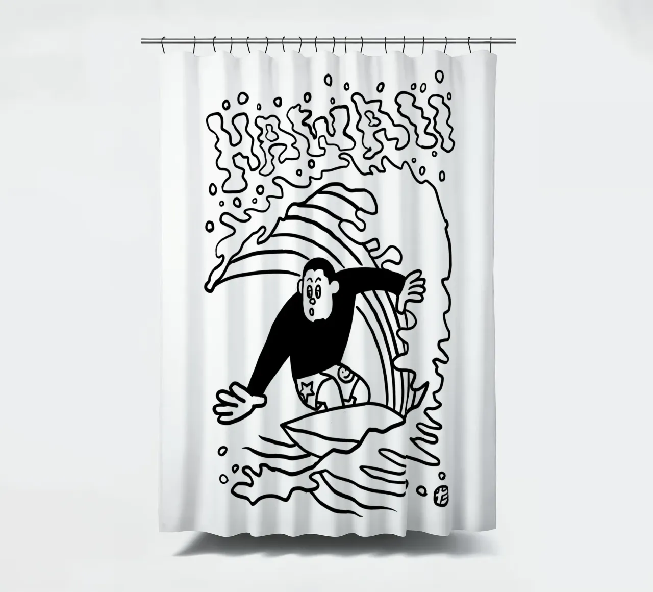 Surfeur hawaïen rideau de douche de Asobōze