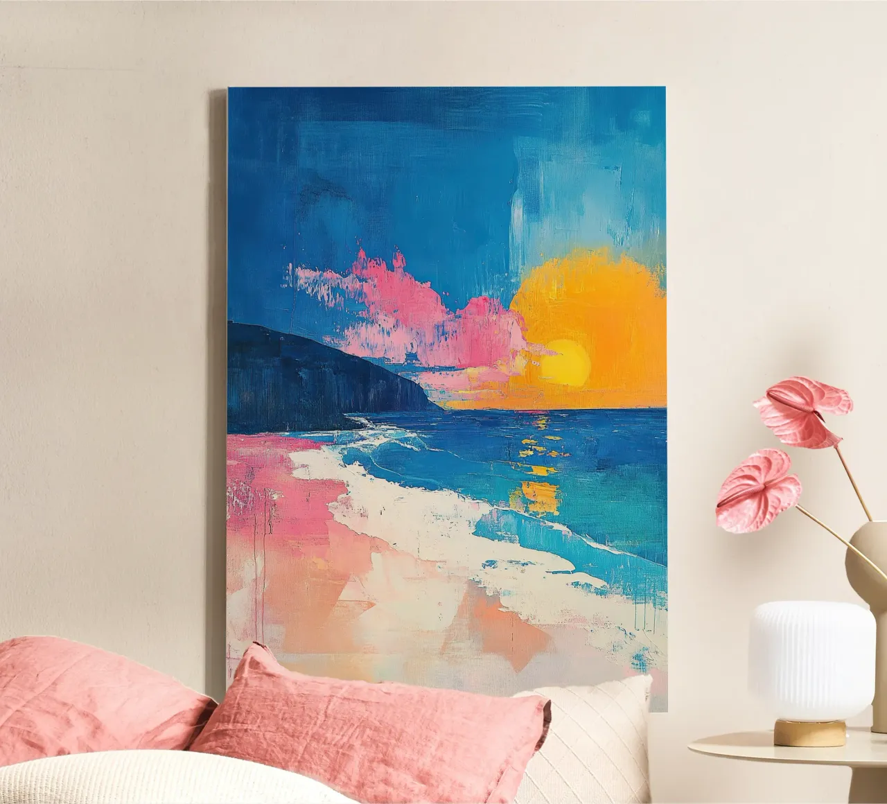 Mare Sole Spiaggia Orizzonte Cielo tela con Cornice a cassetta da Nikis Art Studio