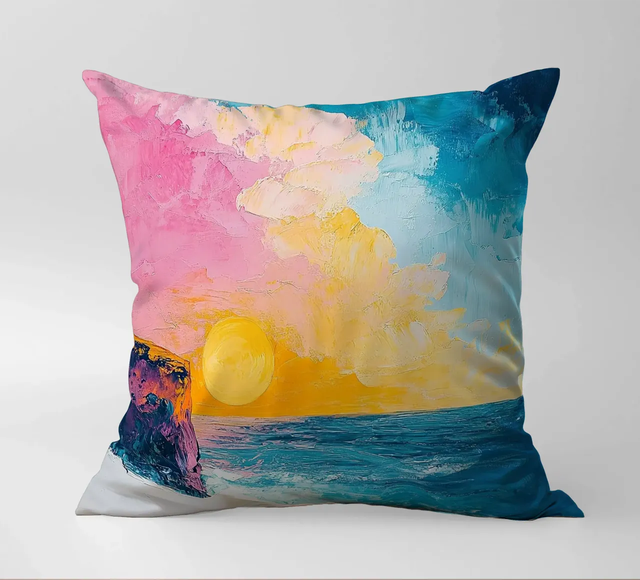Mare Sole Spiaggia Orizzonte Cielo cuscino da Nikis Art Studio