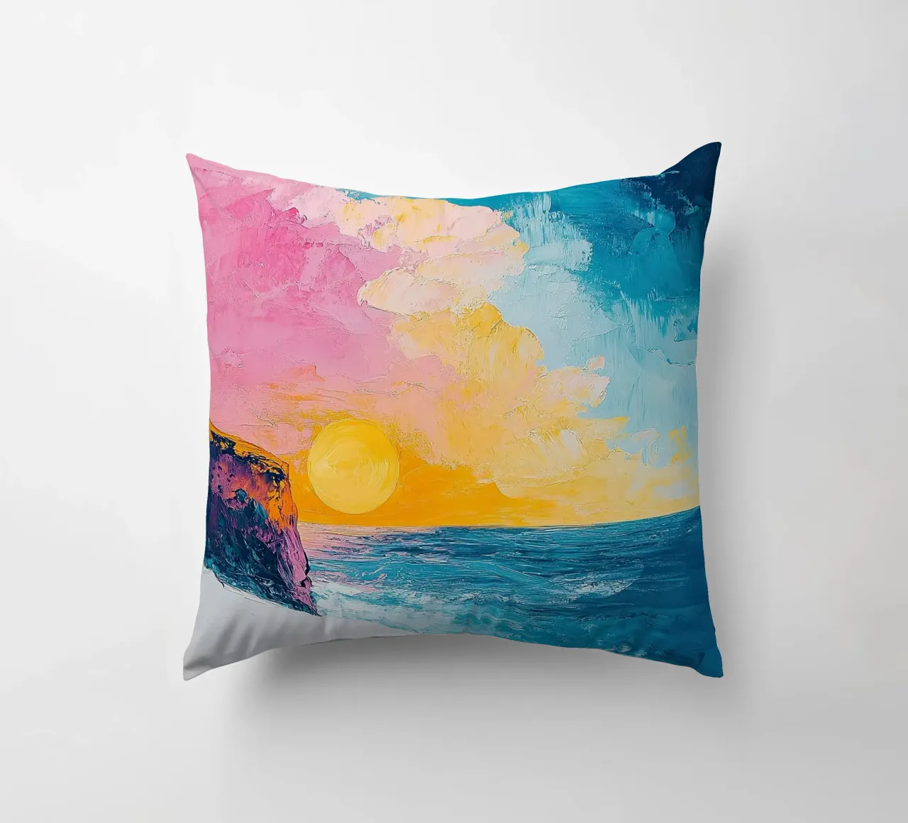 Mare Sole Spiaggia Orizzonte Cielo cuscino da Nikis Art Studio