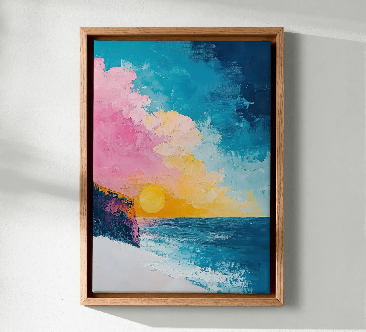 Mare Sole Spiaggia Orizzonte Cielo tela con Cornice a cassetta da Nikis Art Studio