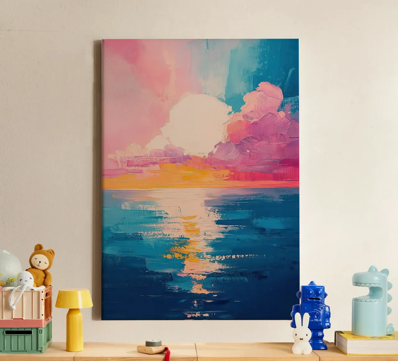 Mare Sole Spiaggia Orizzonte Cielo tela con Cornice a cassetta da Nikis Art Studio