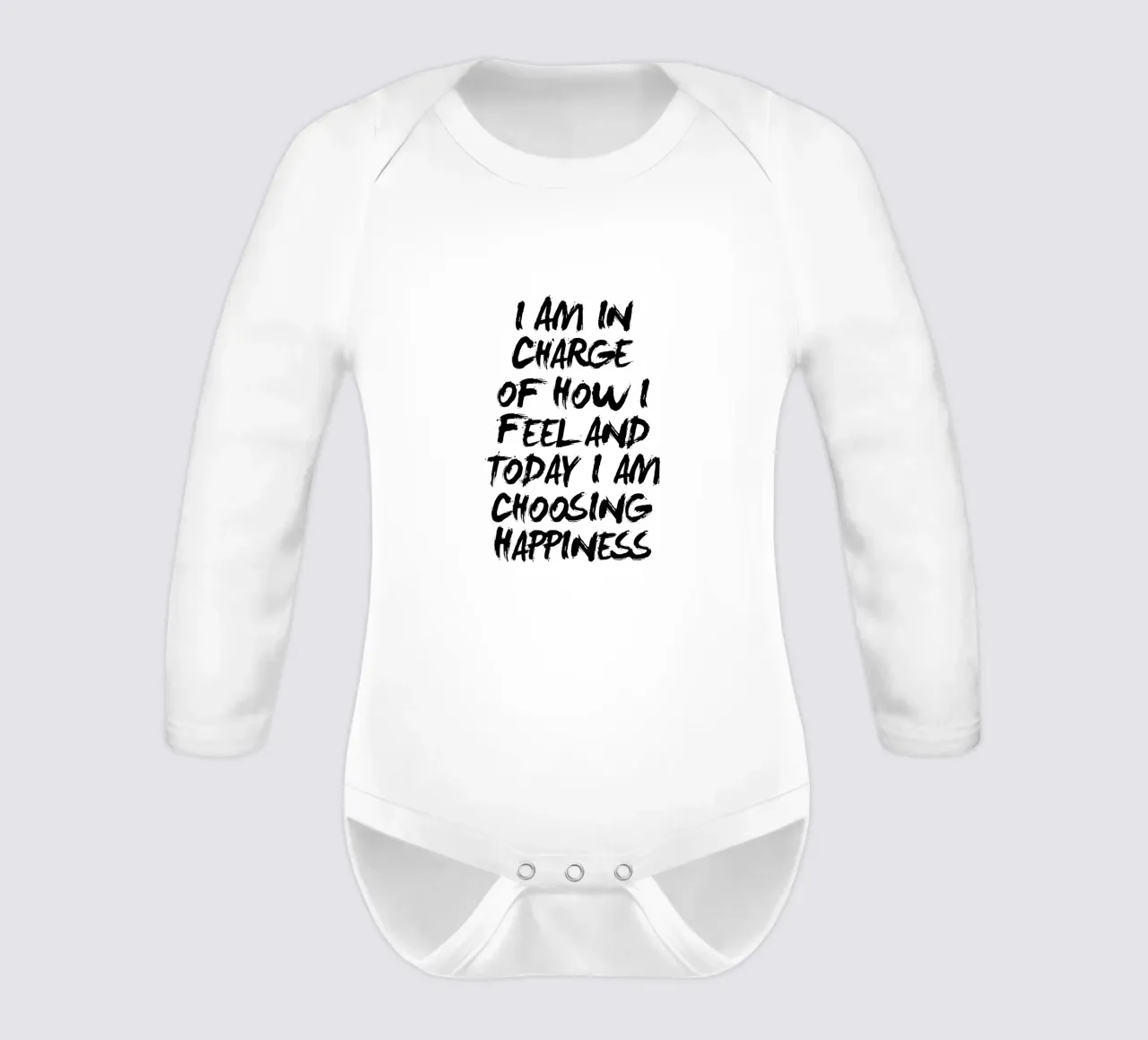 I Am in Charge of How I Feel and Today I Choose Happiness long-sleeve baby romper by THE MOTIVATED TYPE