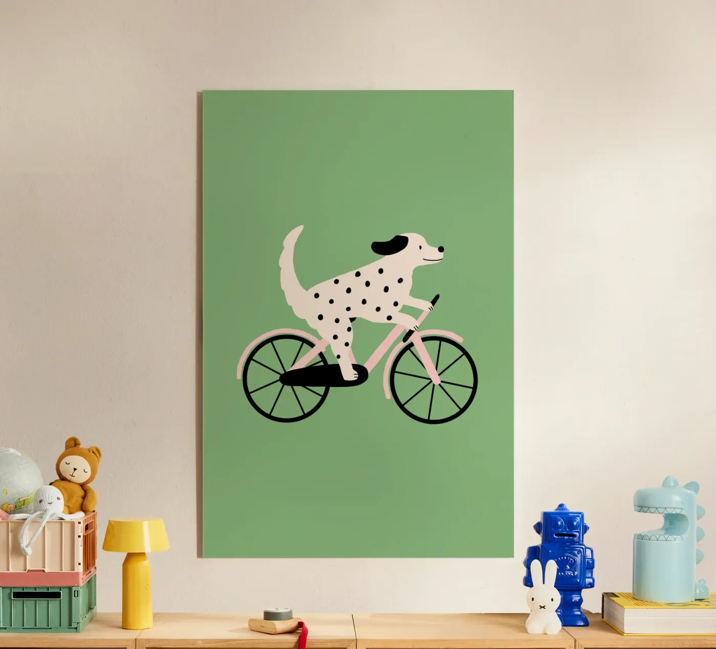 Dog with bicycle plexiglass da Maren Gross