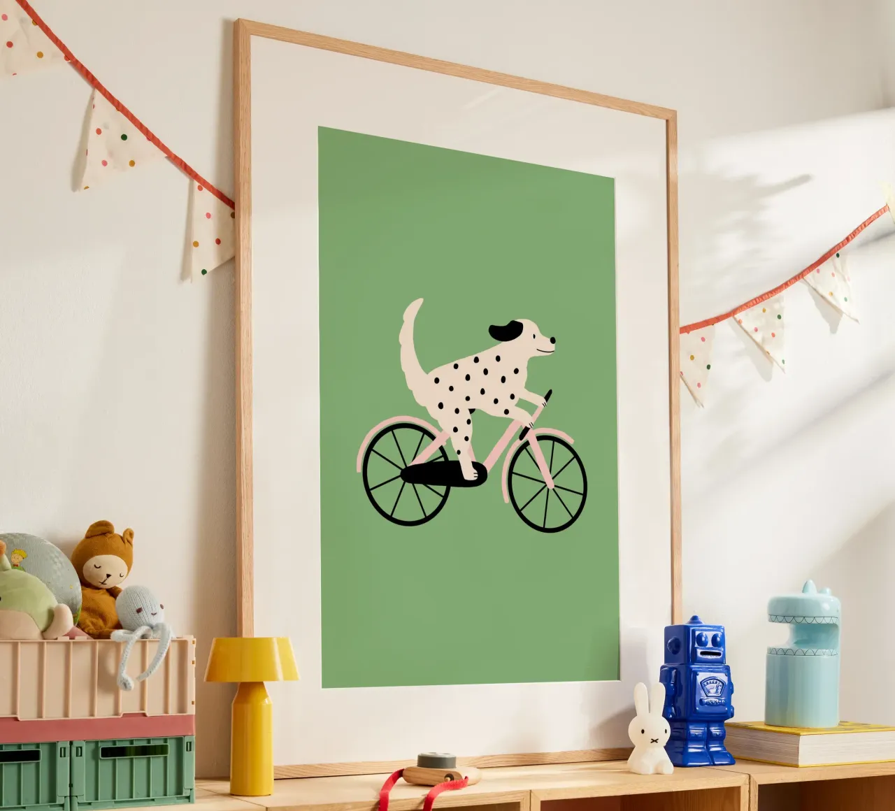 Cane con bicicletta poster con telaio in plastica da Maren Gross