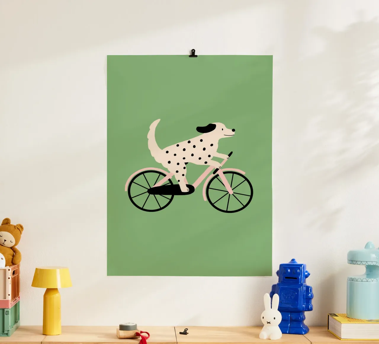 Cane con bicicletta poster con telaio in plastica da Maren Gross