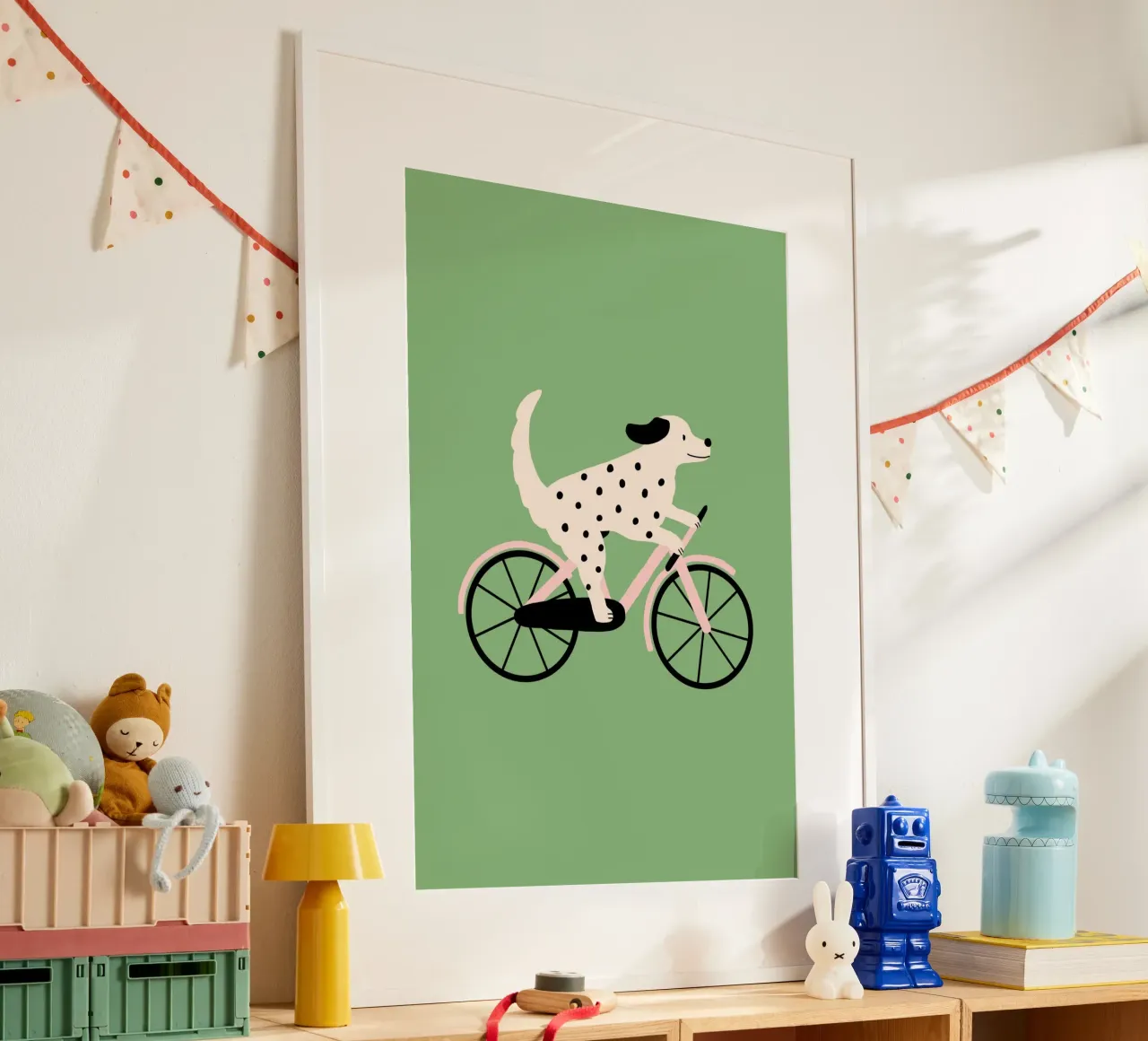 Cane con bicicletta poster con telaio in plastica da Maren Gross