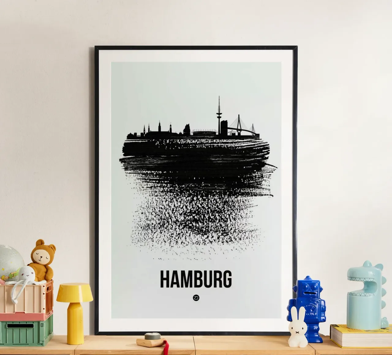 Hamburg Skyline Brush Stroke carta hahnemühle da Naxart