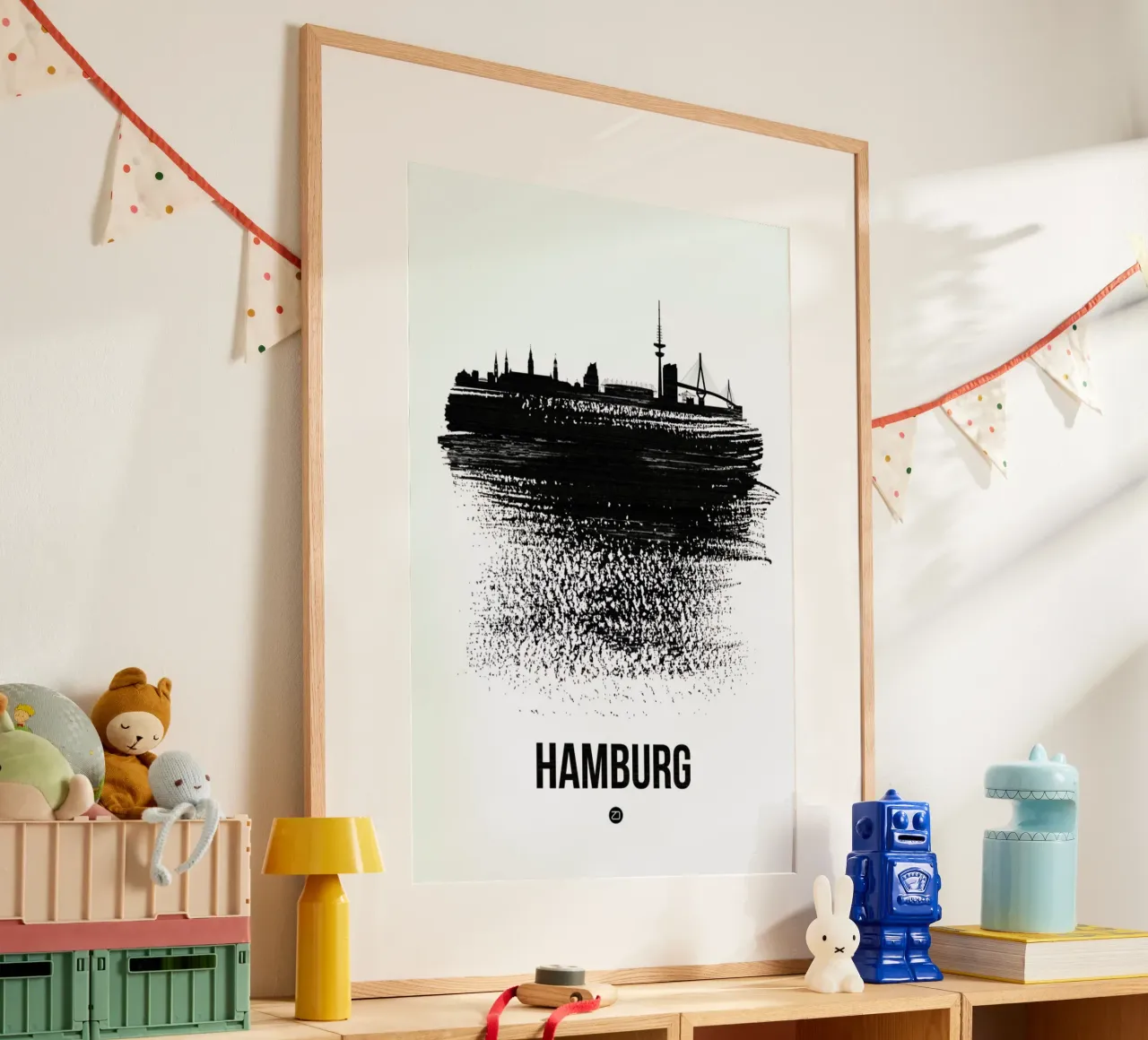Hamburg Skyline Brush Stroke carta hahnemühle da Naxart