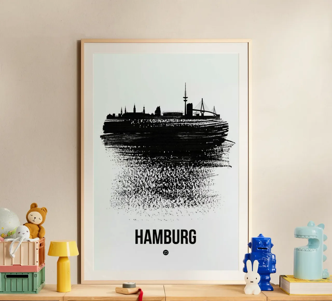 Hamburg Skyline Brush Stroke carta hahnemühle da Naxart