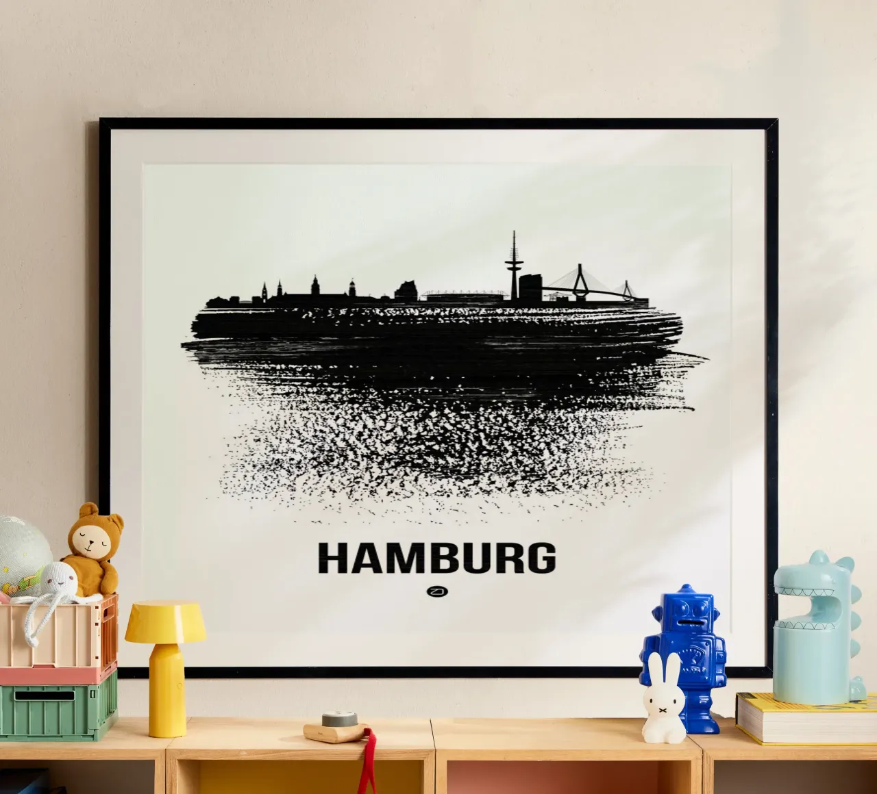 Hamburg Skyline Brush Stroke carta hahnemühle da Naxart