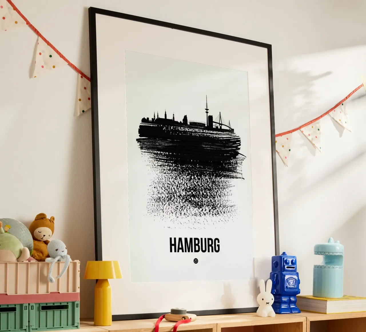 Hamburg Skyline Brush Stroke carta hahnemühle da Naxart