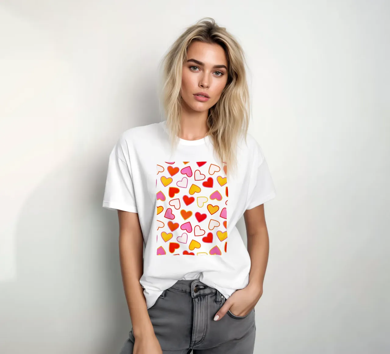 Pink Candy Heart Pattern t-shirt da showmemars