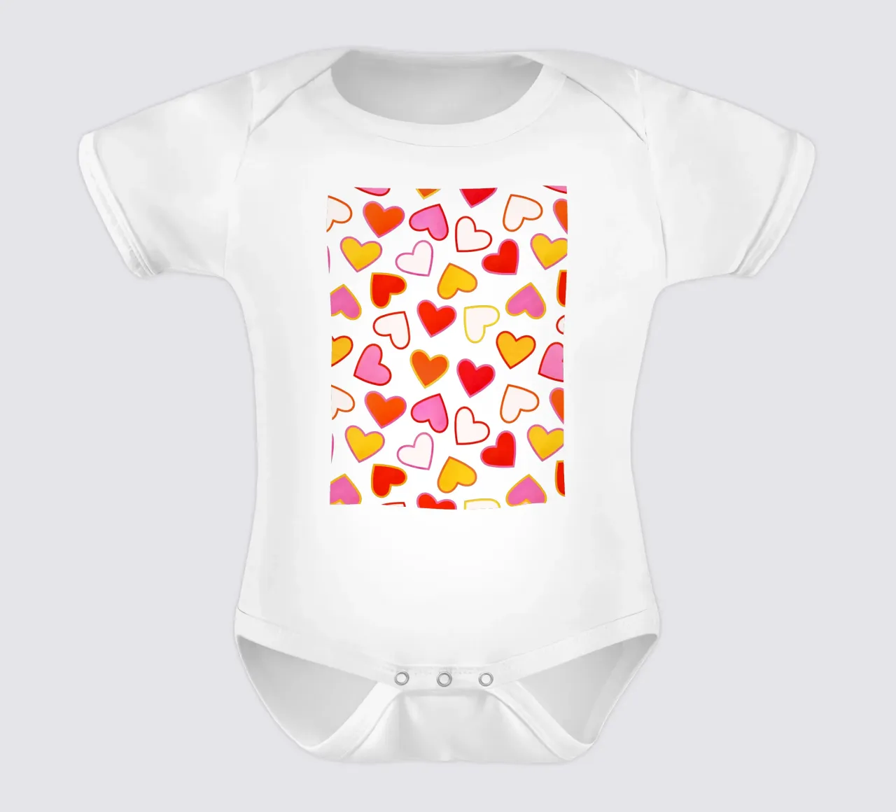 Pink Candy Heart Pattern body neonato maniche corte da showmemars