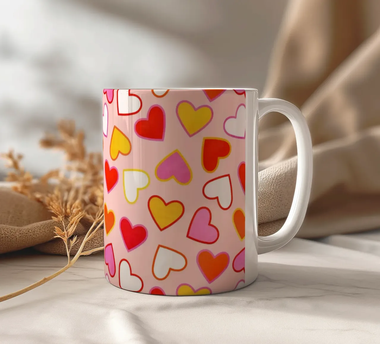 Pink Candy Heart Pattern tazza in ceramica da showmemars