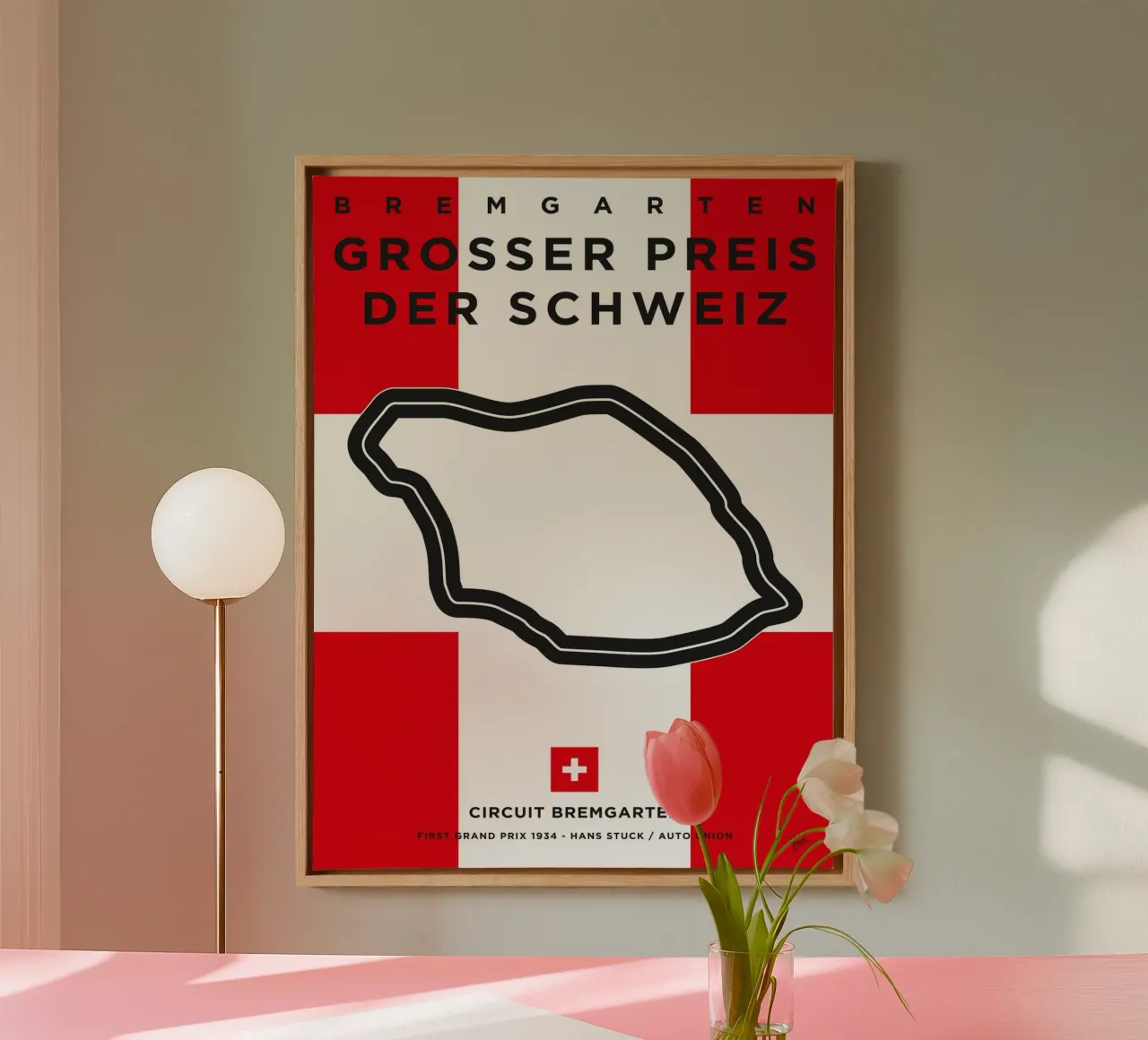 1934 F1 Bremgarten Race Track canvas met Baklijst van Formula Art