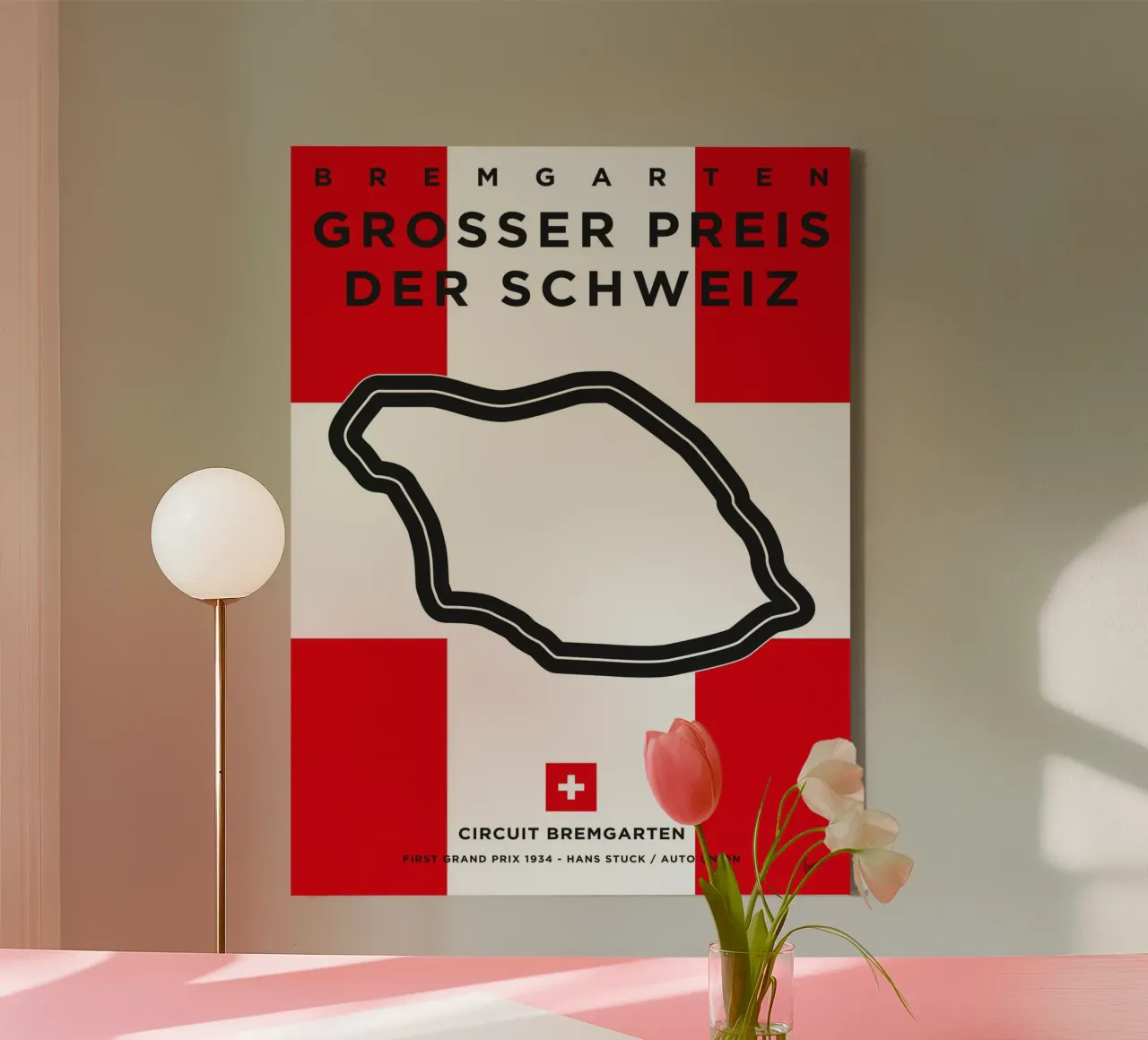 1934 F1 Bremgarten Race Track canvas met Baklijst van Formula Art