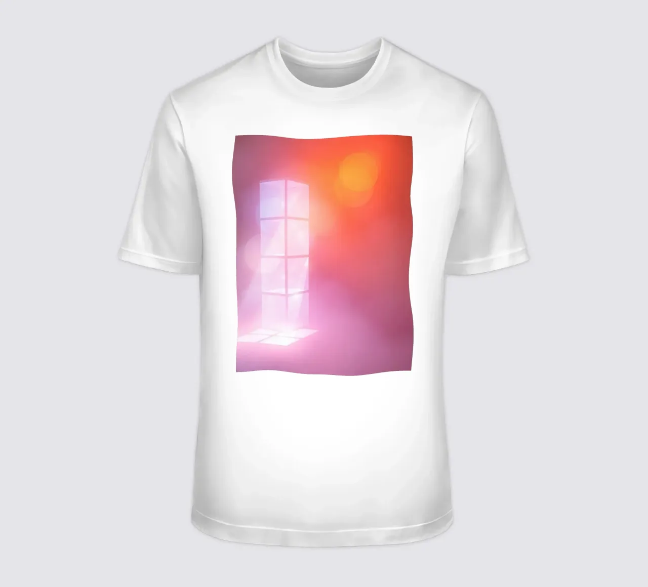 Vibrant illuminated structure in fog t-shirt by DesignDoodle