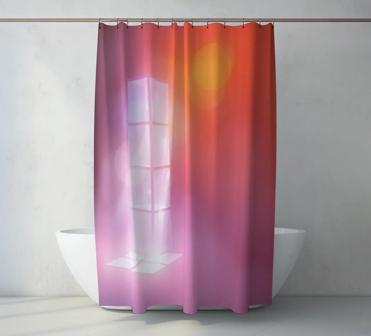 Vibrant illuminated structure in fog shower curtain by DesignDoodle