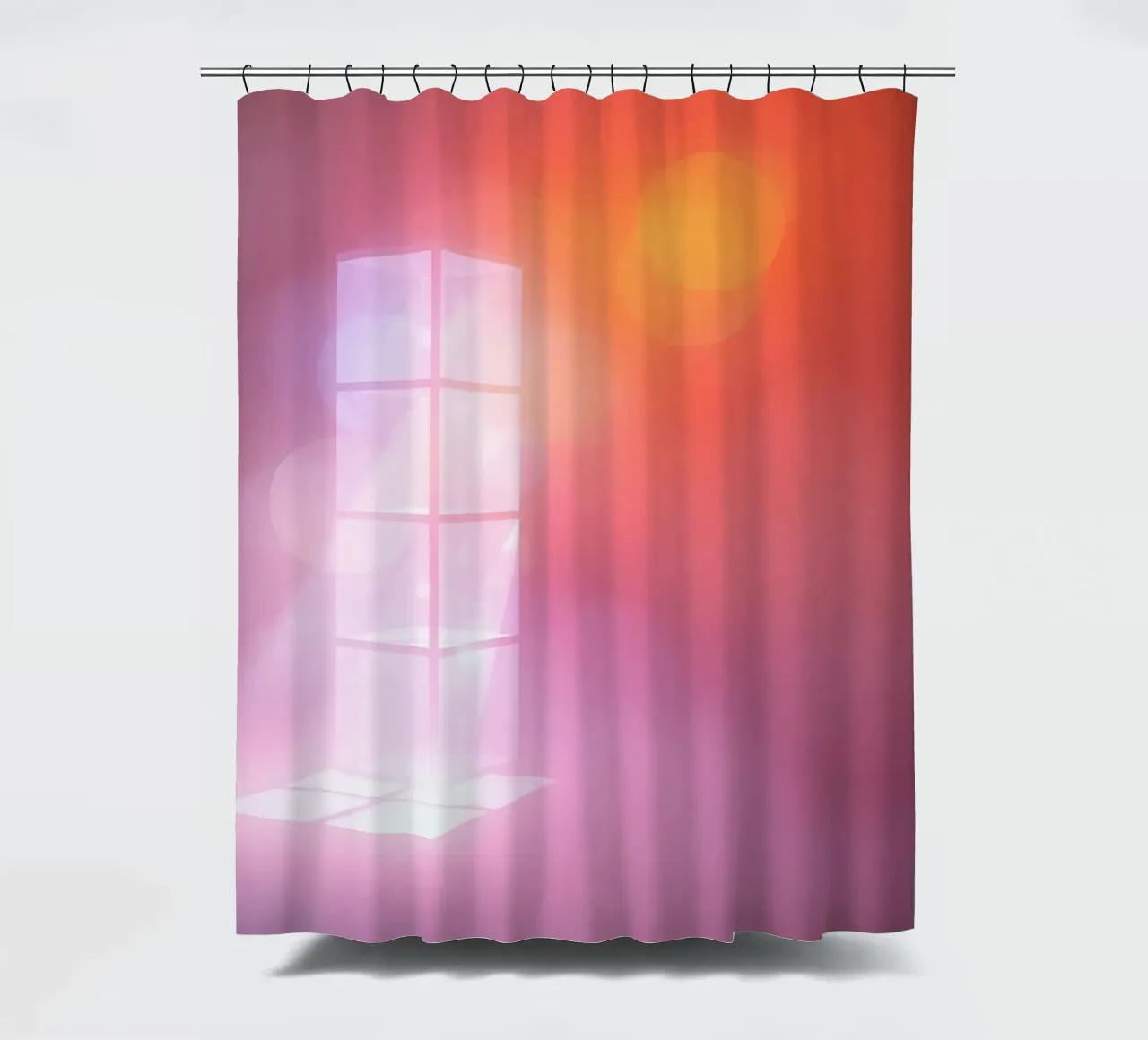 Vibrant illuminated structure in fog shower curtain by DesignDoodle