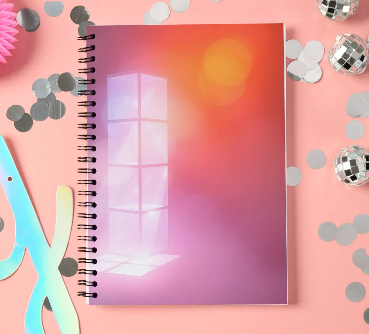 Vibrant illuminated structure in fog spiral notebook by DesignDoodle