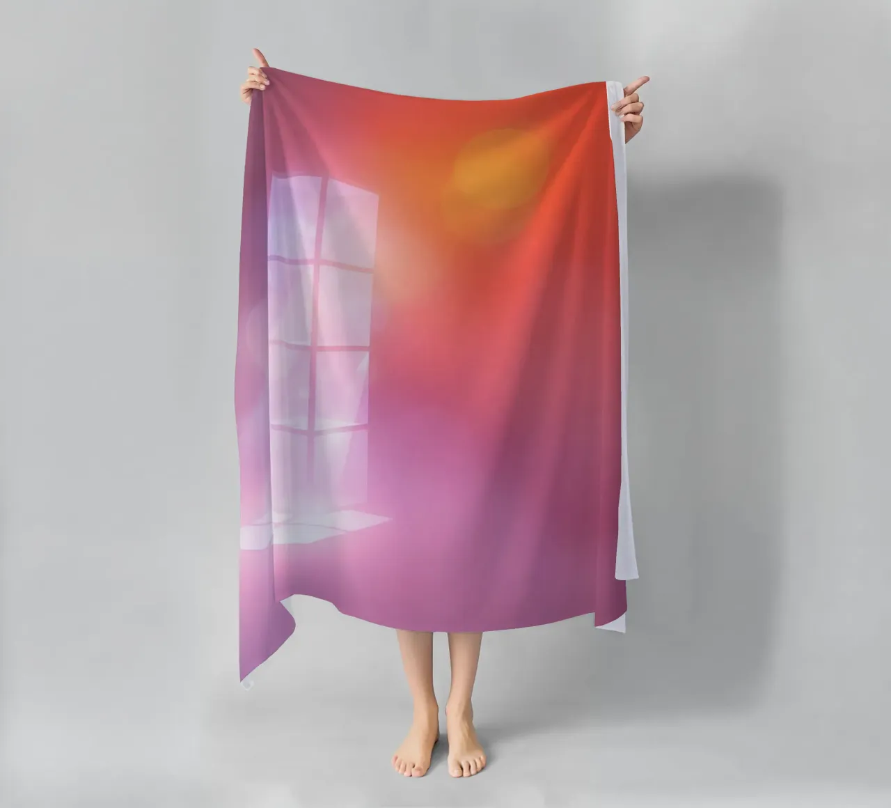 Vibrant illuminated structure in fog beach towel by DesignDoodle