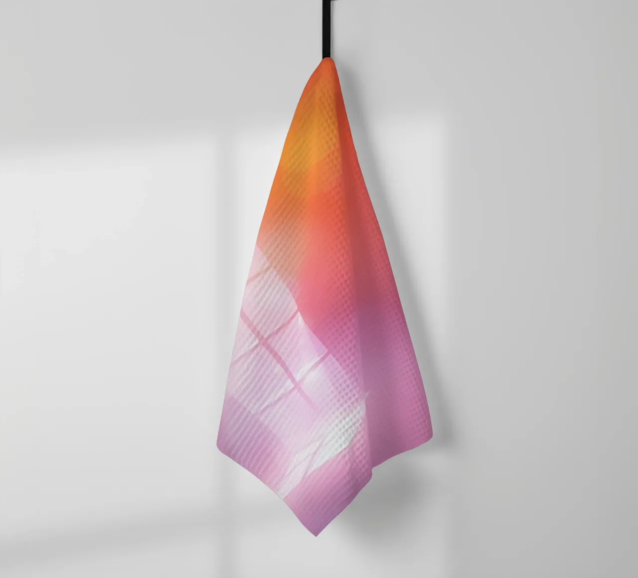 Vibrant illuminated structure in fog tea towel by DesignDoodle