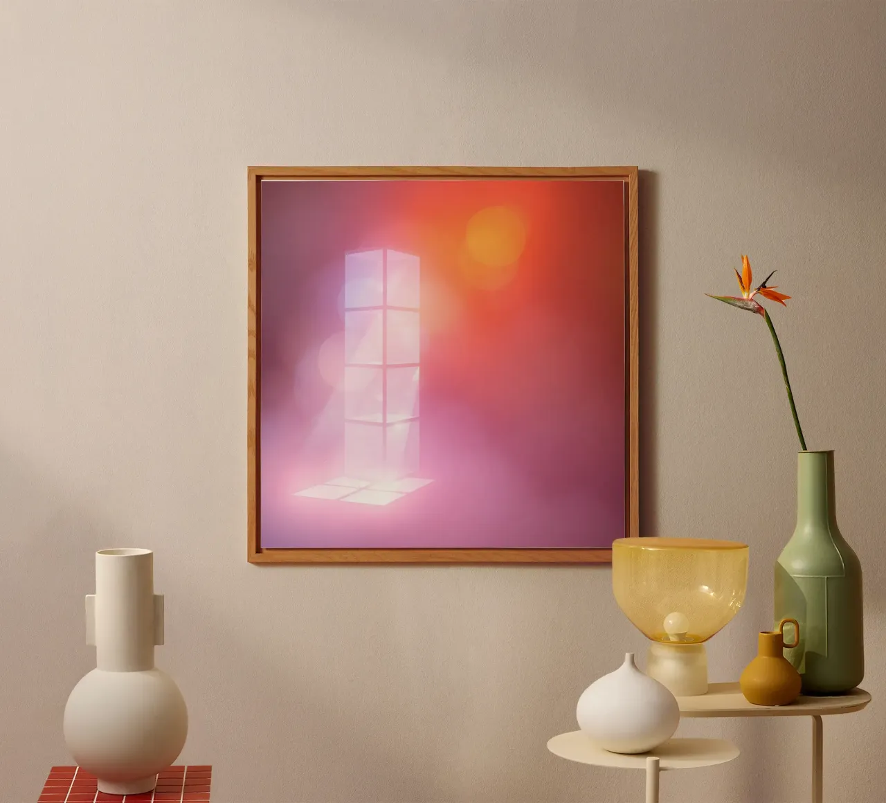 Vibrant illuminated structure in fog alu-dibond by DesignDoodle