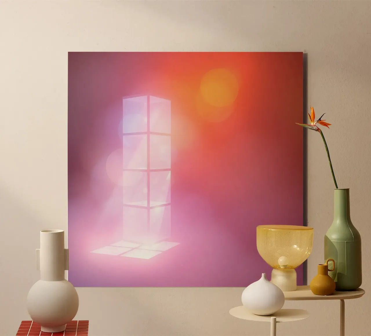 Vibrant illuminated structure in fog alu-dibond by DesignDoodle