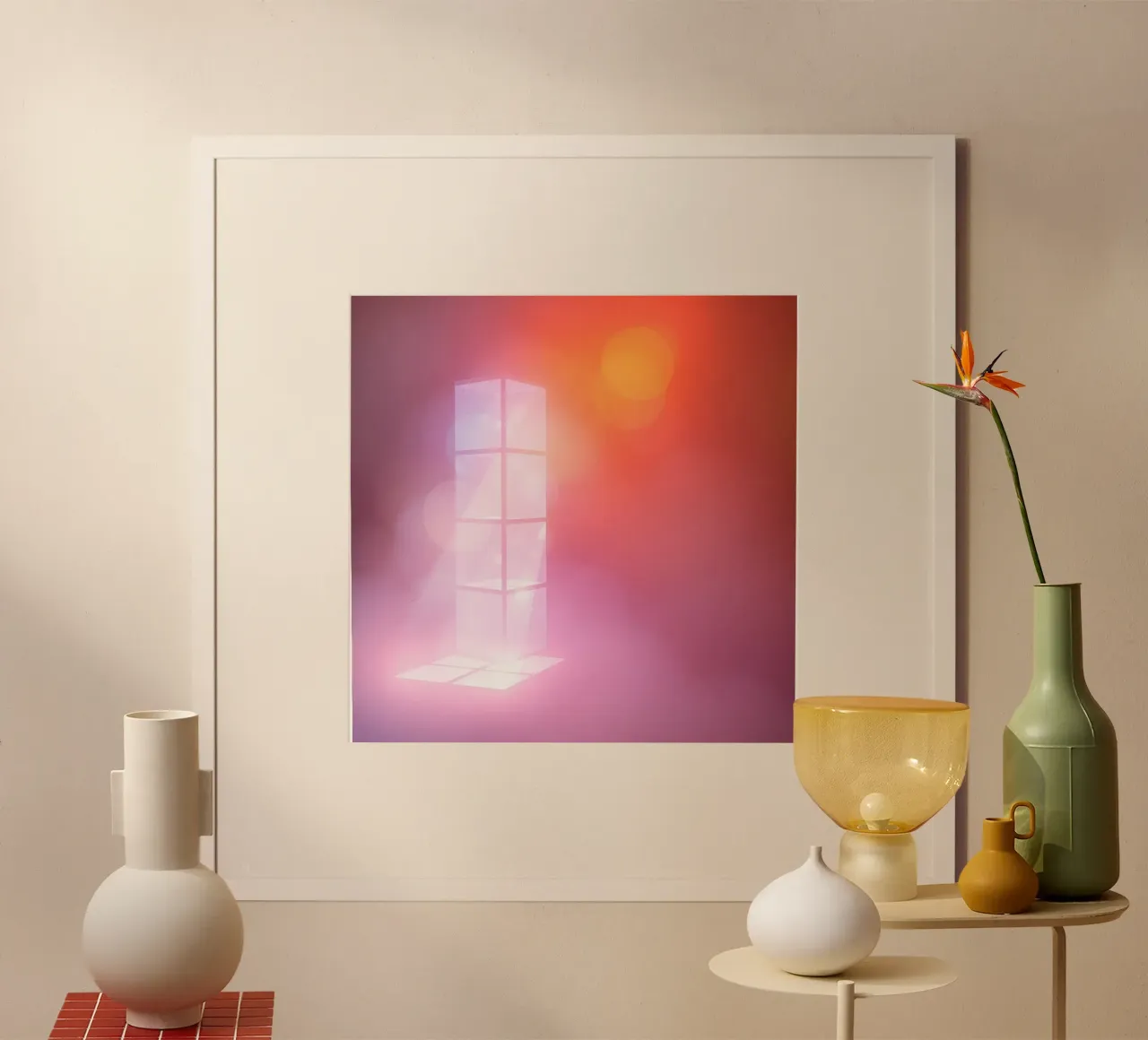 Vibrant illuminated structure in fog hahnemühle by DesignDoodle